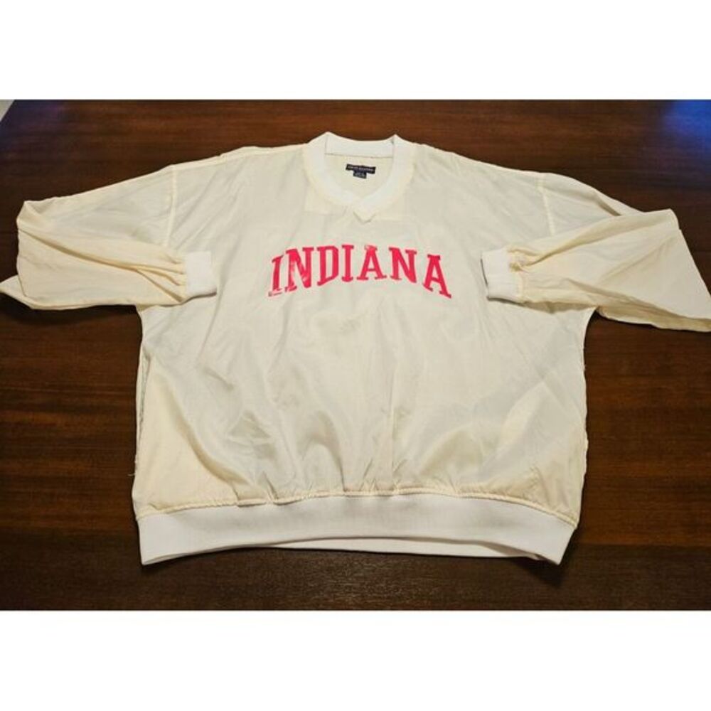 VTG 90s Indiana Hoosiers Pullover Windbreaker IU White "Fruit of the Loom" Rare